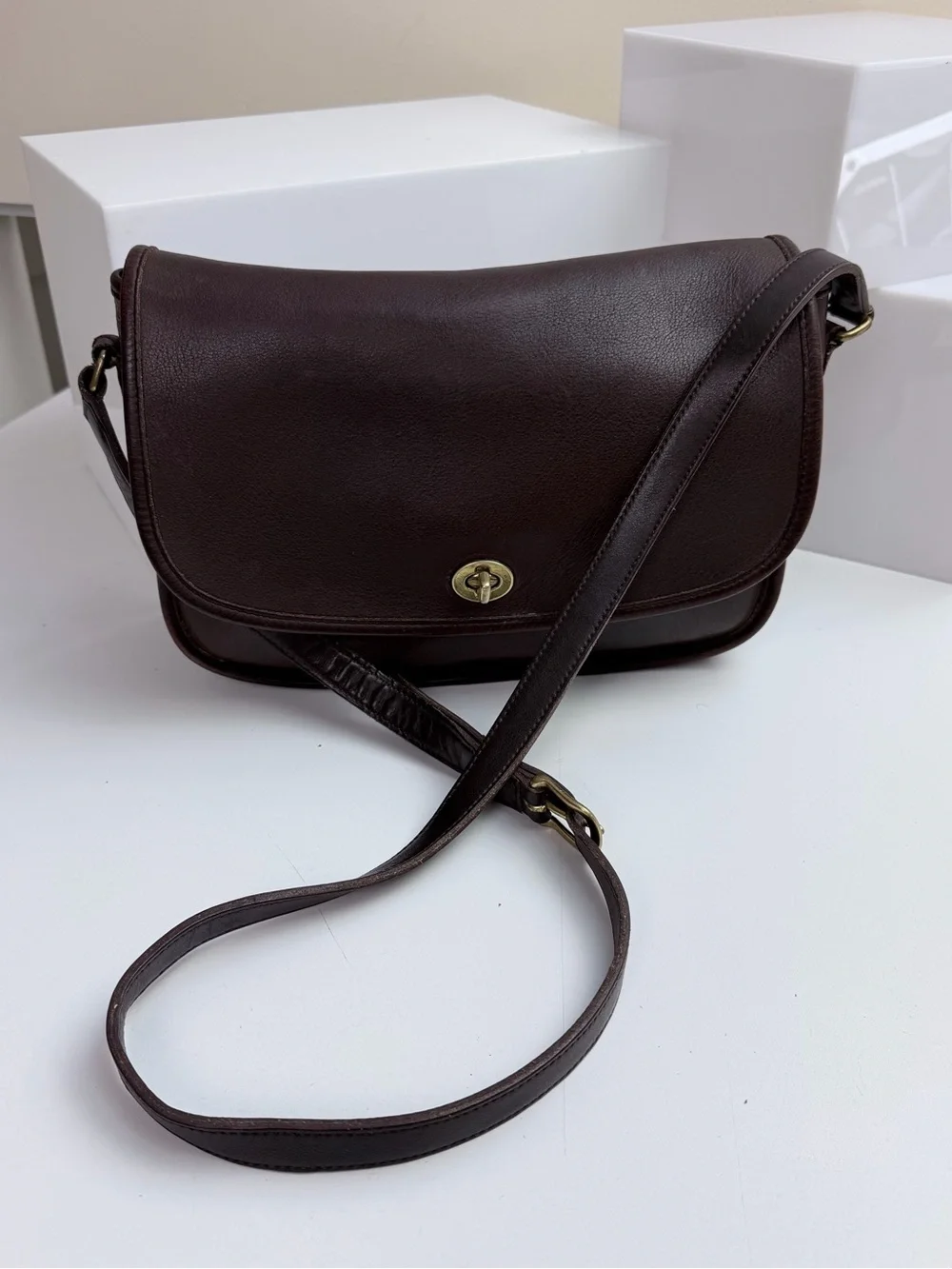 Vintage Coach 9790 City Leather Bag Crossbody Chocolate Brown